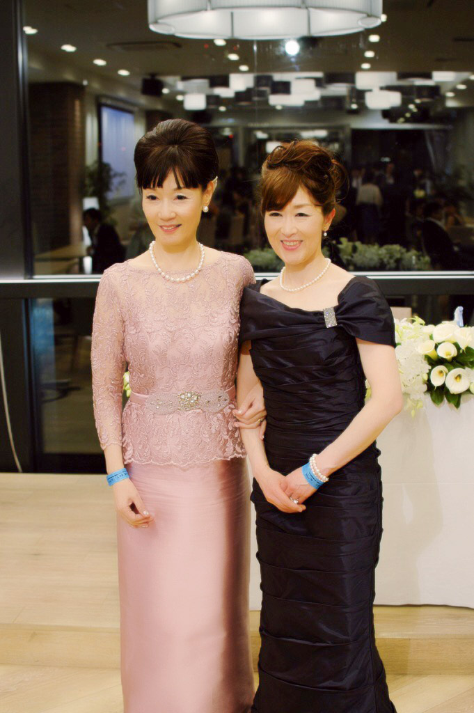 実際の結婚式 母親 フォーマルドレスL011ネイビー